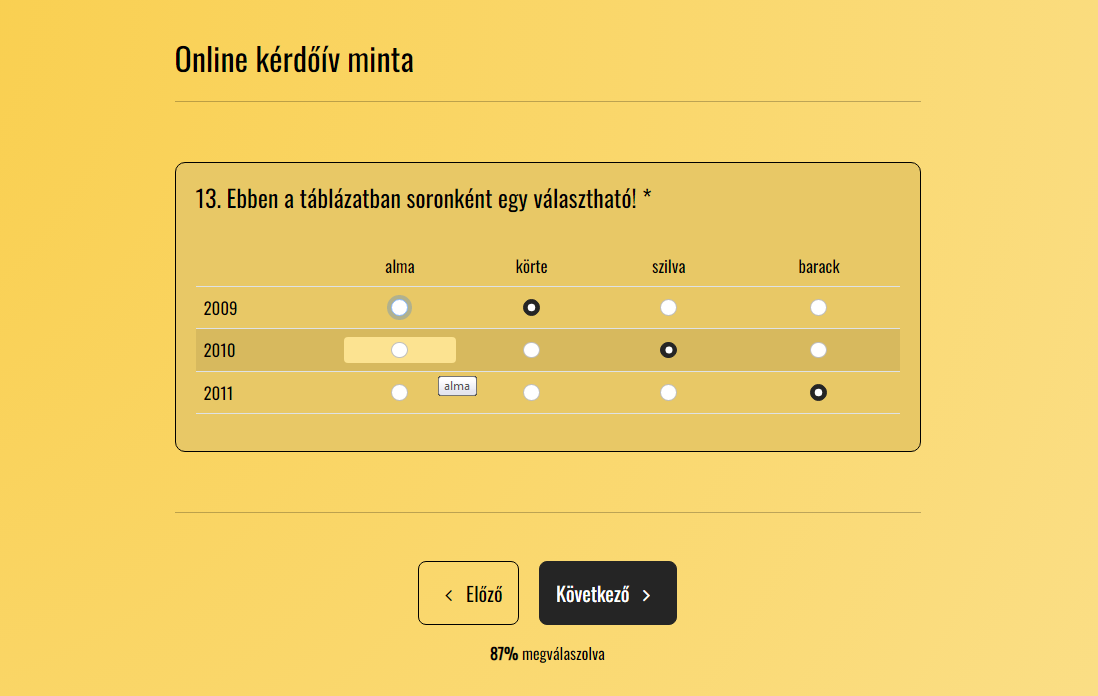 Kérdőív minta Kérdőív minta