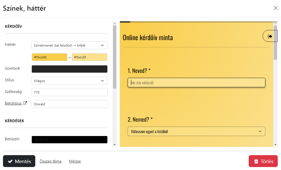 Kinézet megszerkesztése Kinézet